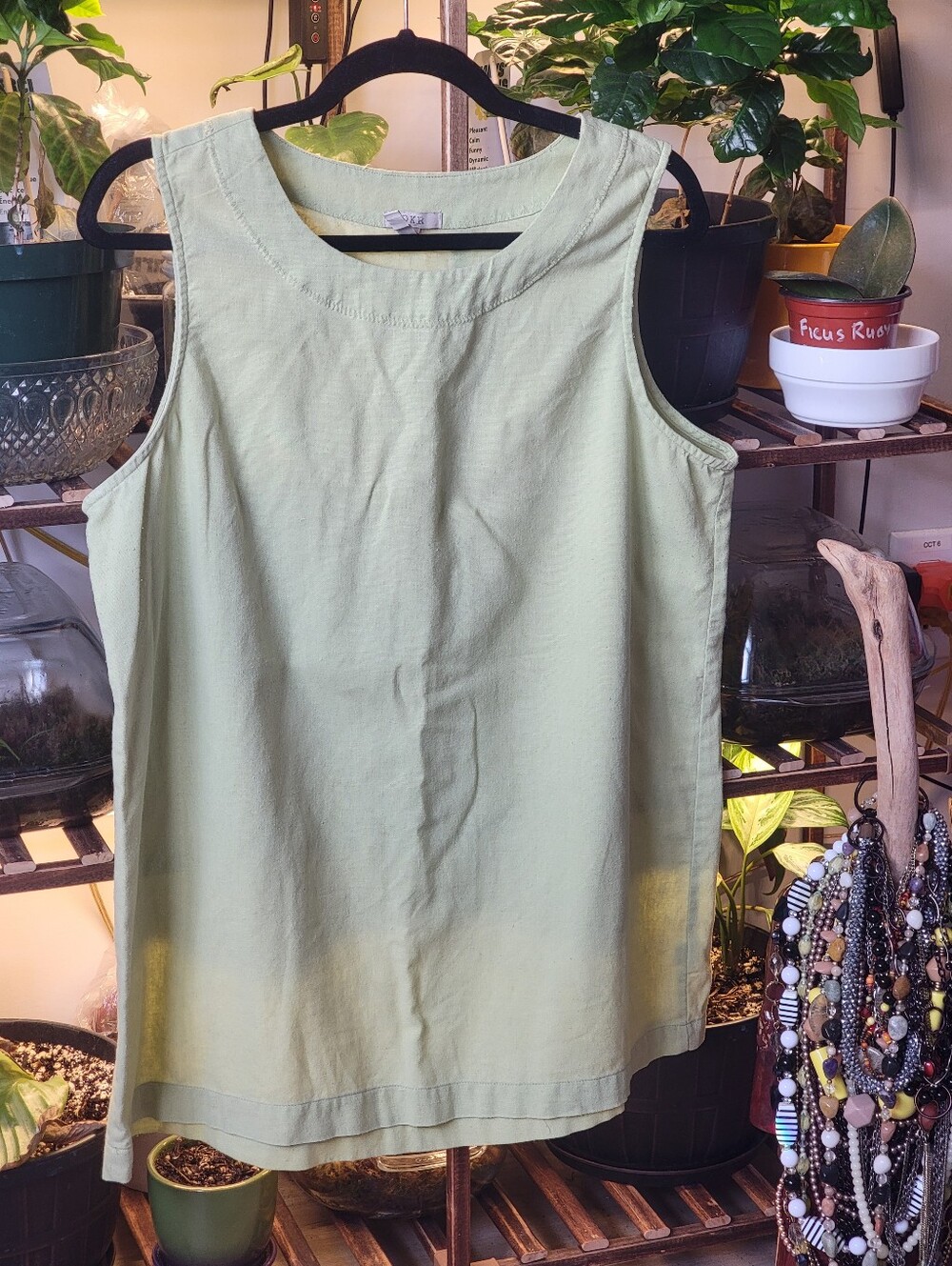 DKR & Co. Sage Green Linen Blend Sleeveless Tank Top